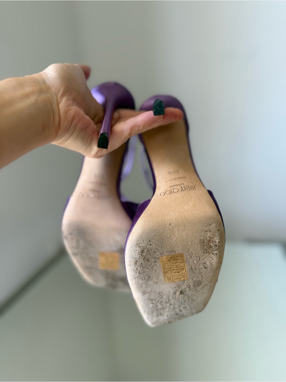 Like new JIMMY CHOO Azia 110 Wisteria Satin Sandals 37.5 - Picture 13 of 15
